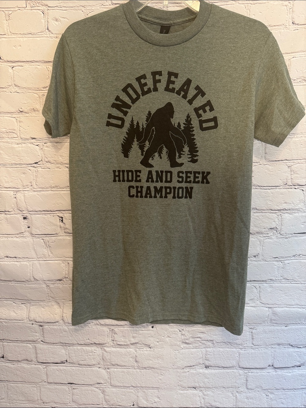 Undefeated Hide and Seek Champion' Graphic Tee Small Heathered Military Green